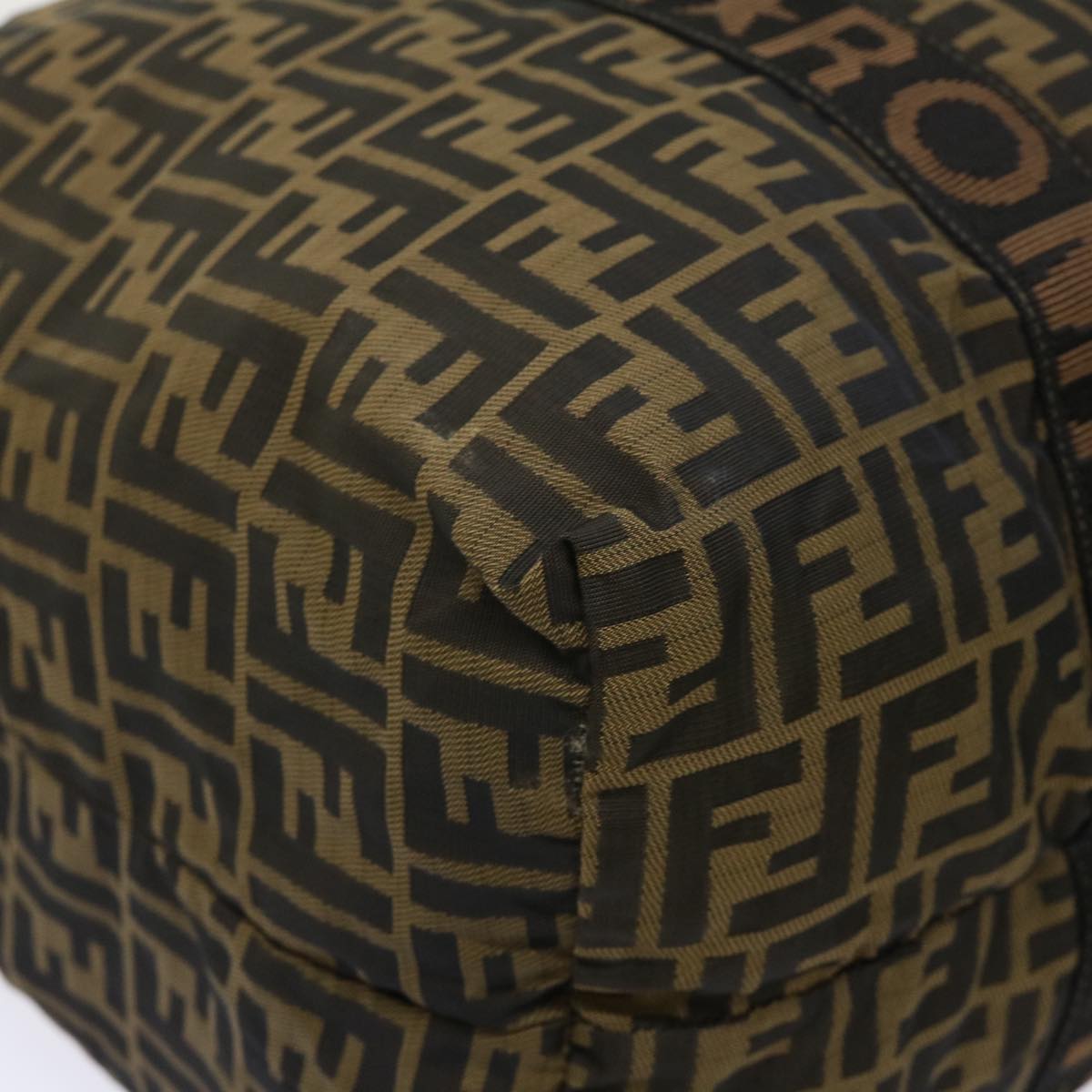 FENDI Zucca Canvas Boston Bag Nylon Brown Black rd5456