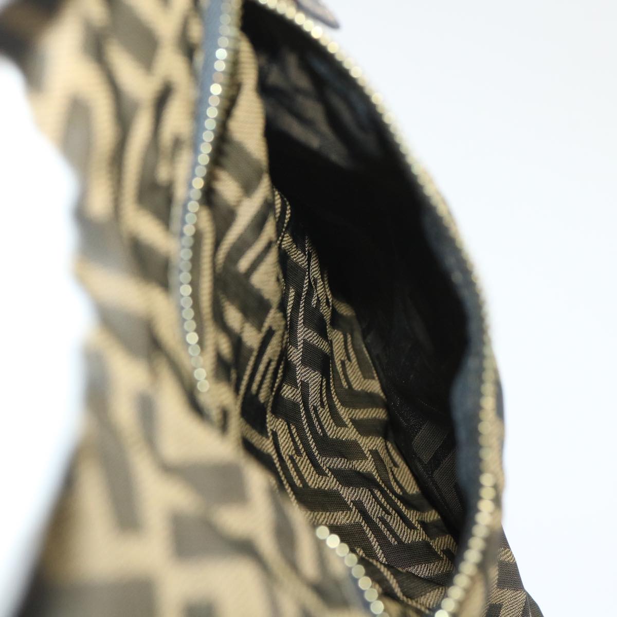 FENDI Zucca Canvas Boston Bag Nylon Brown Black rd5456
