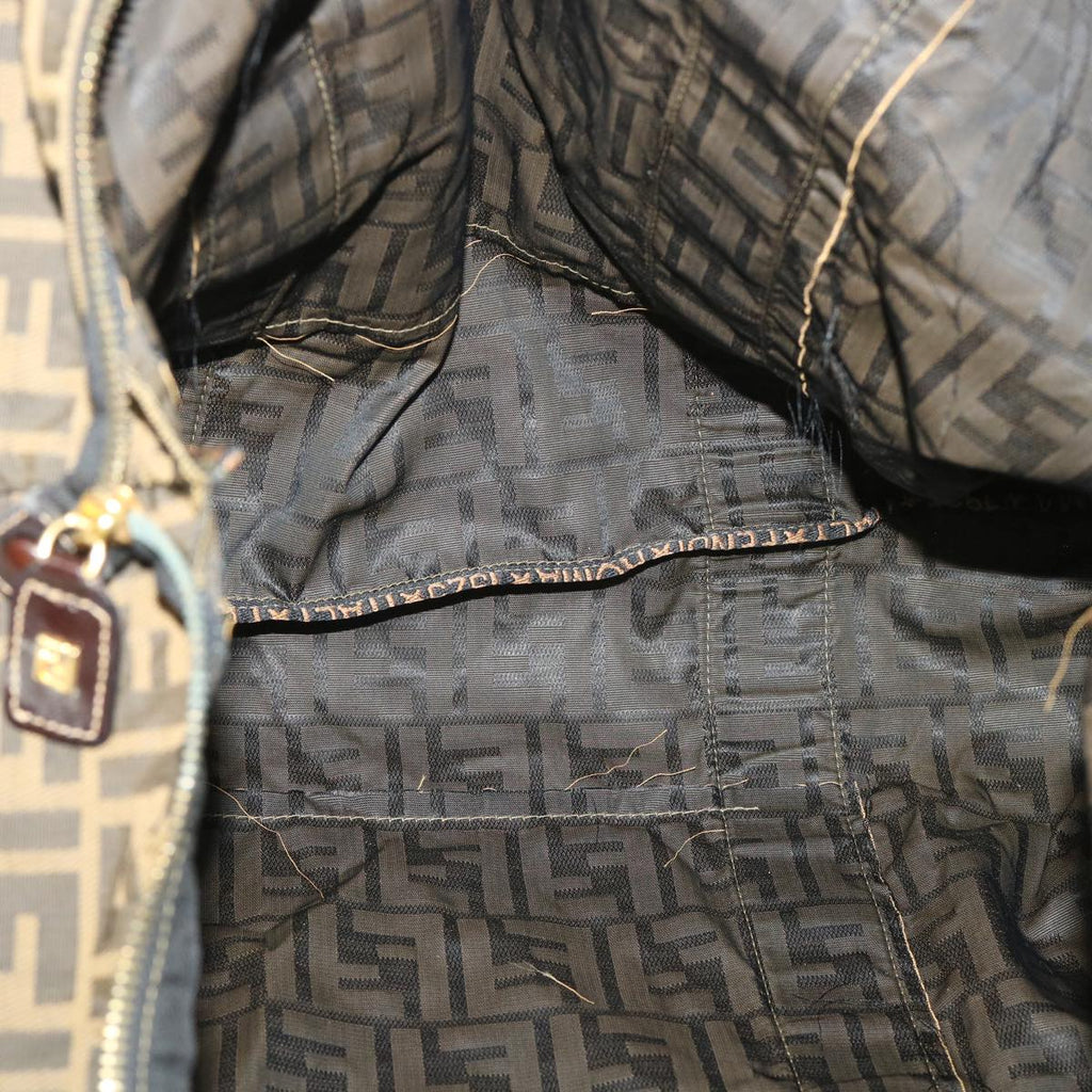FENDI Zucca Canvas Boston Bag Nylon Brown Black rd5456