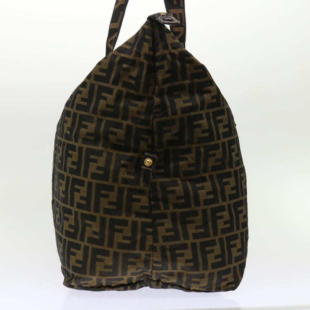 FENDI Zucca Canvas Boston Bag Nylon Brown Black rd5456
