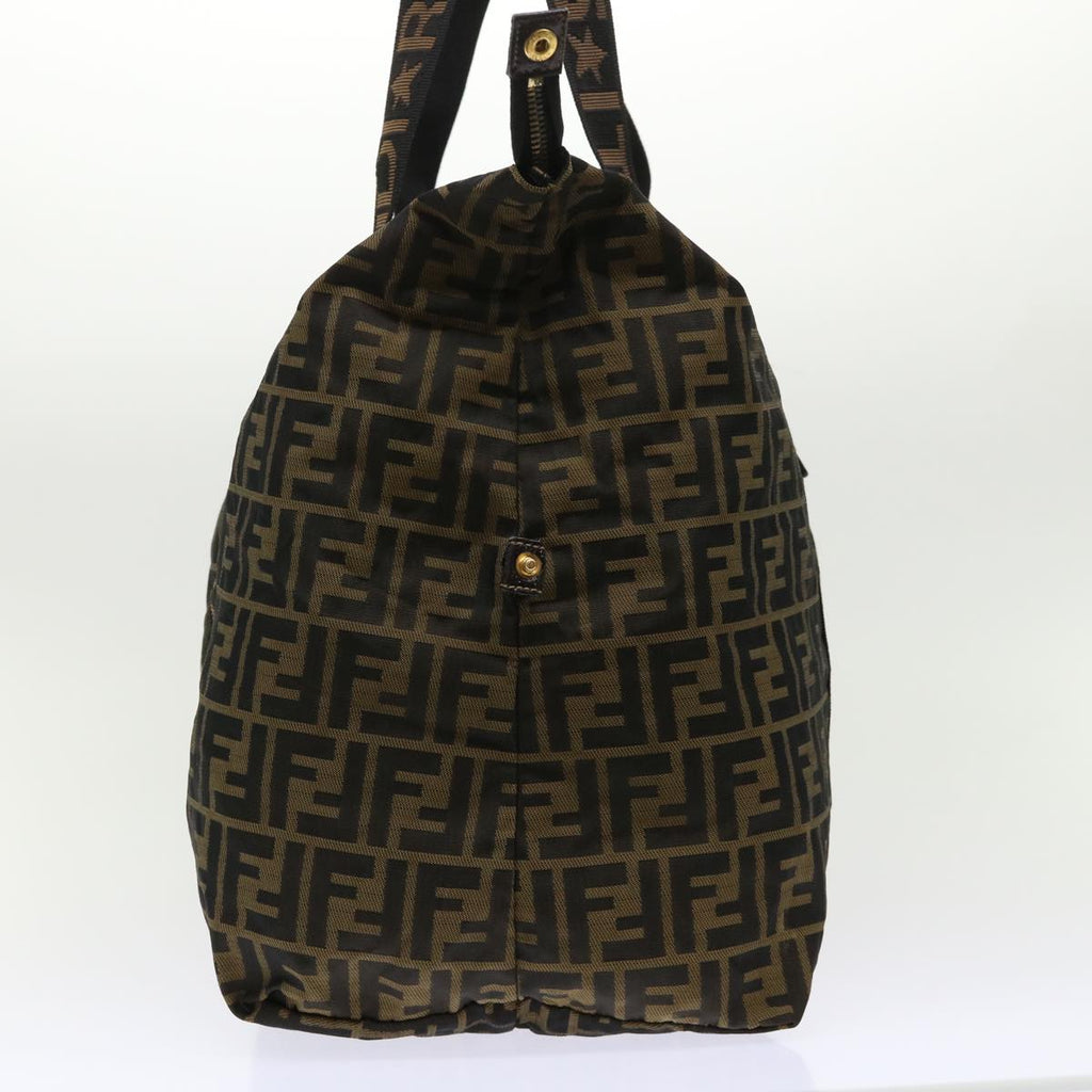 FENDI Zucca Canvas Boston Bag Nylon Brown Black rd5456