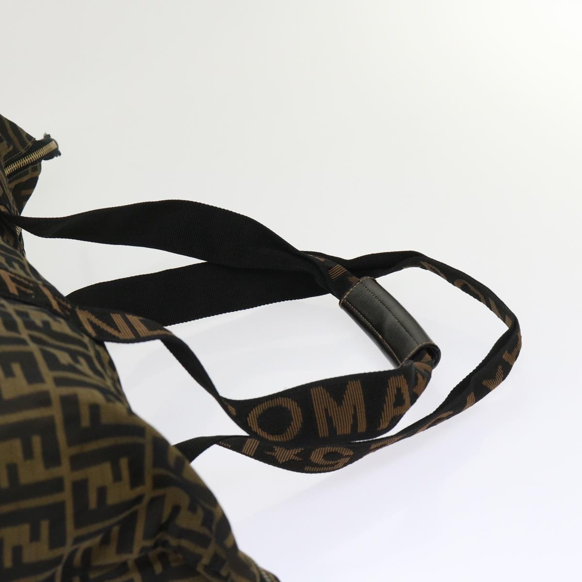 FENDI Zucca Canvas Boston Bag Nylon Brown Black rd5456