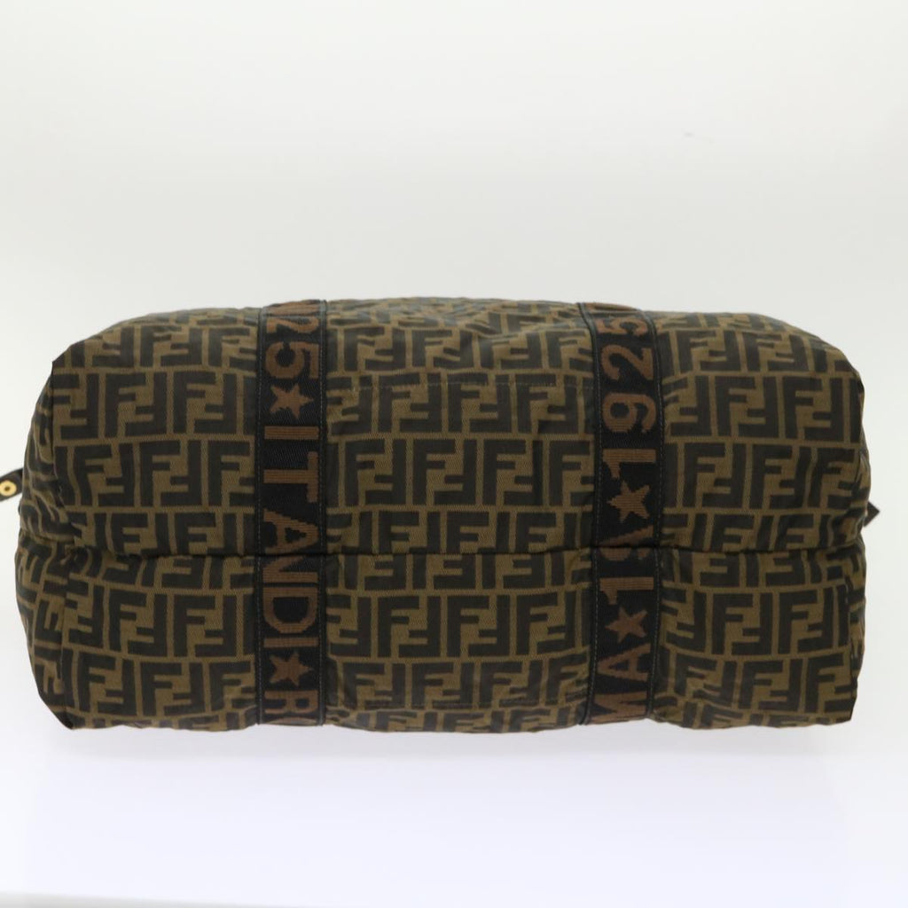 FENDI Zucca Canvas Boston Bag Nylon Brown Black rd5456