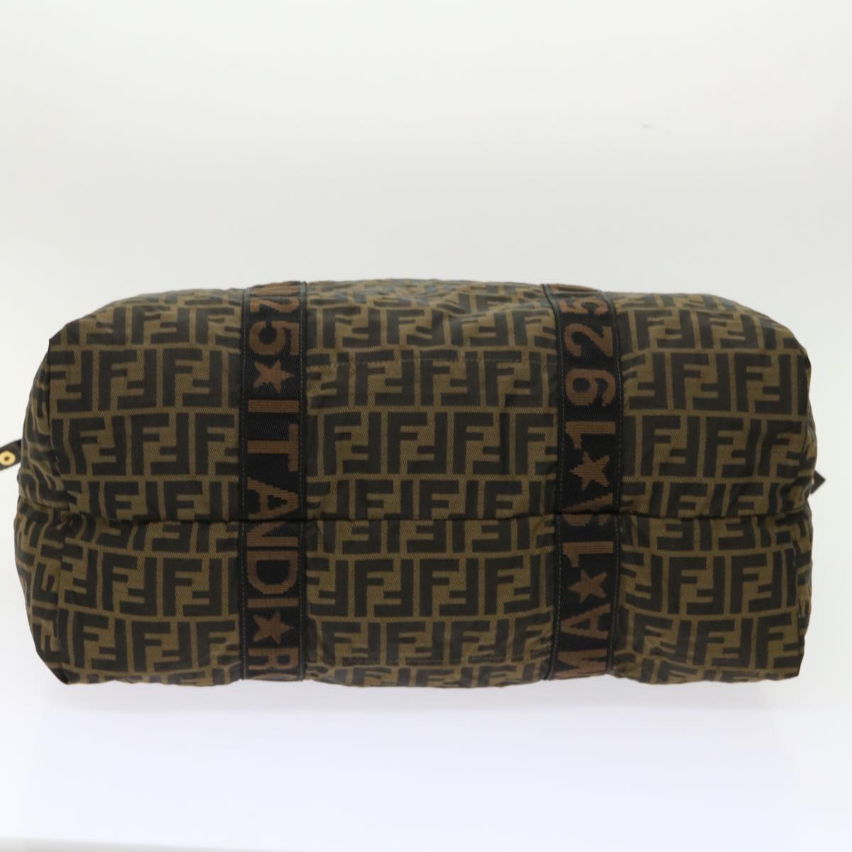 FENDI Zucca Canvas Boston Bag Nylon Brown Black rd5456