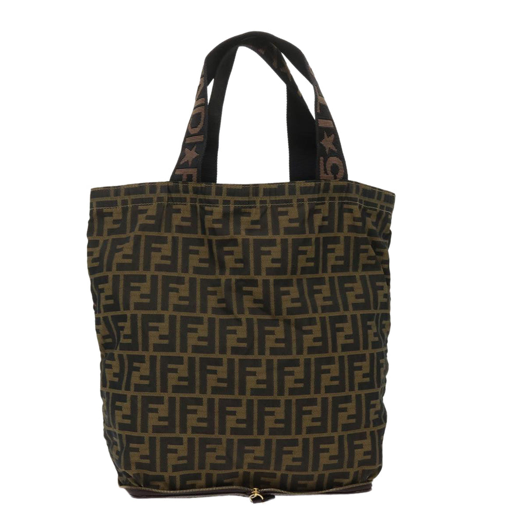 FENDI Zucca Canvas Tote Bag Nylon Brown Black rd5464