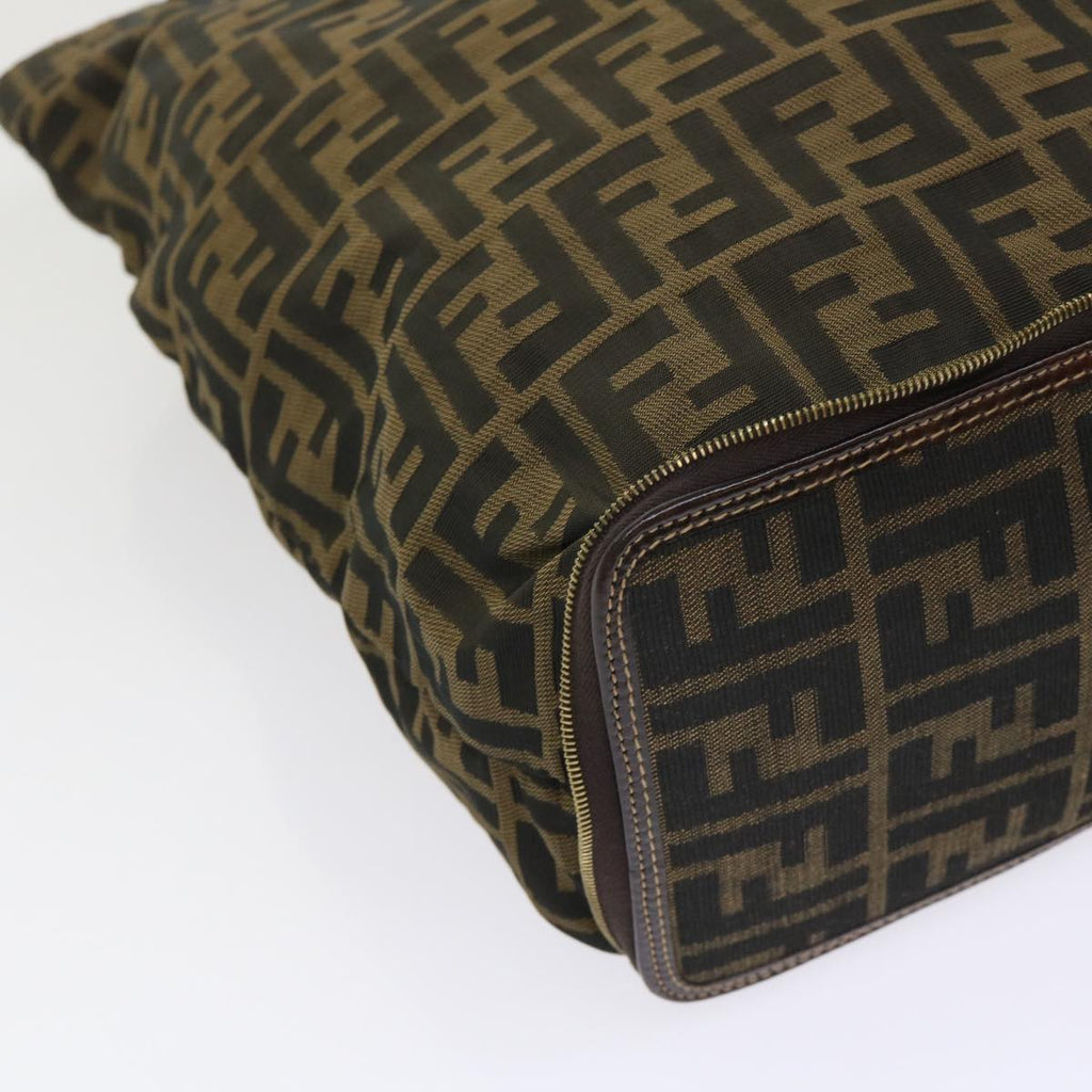FENDI Zucca Canvas Tote Bag Nylon Brown Black rd5464