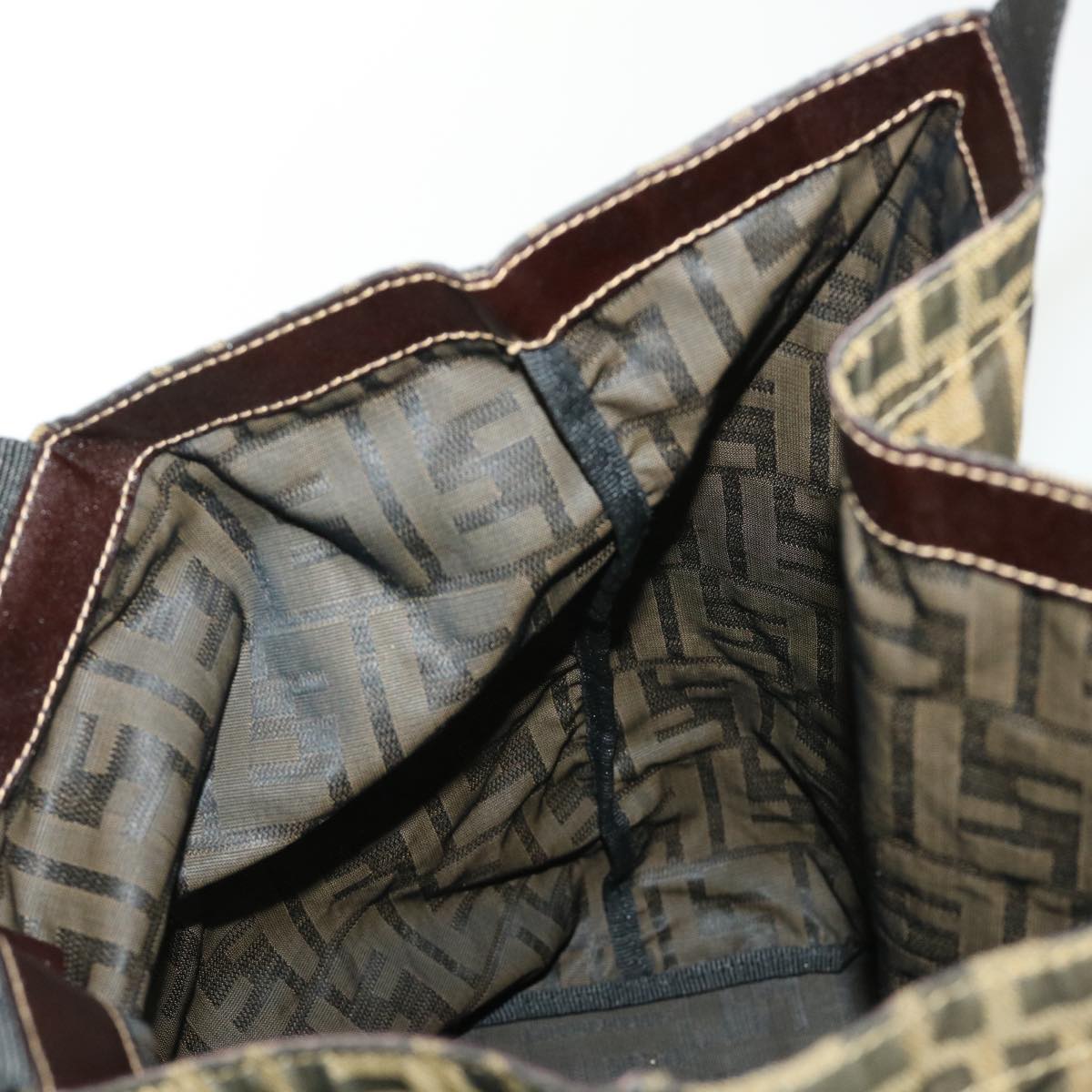 FENDI Zucca Canvas Tote Bag Nylon Brown Black rd5464