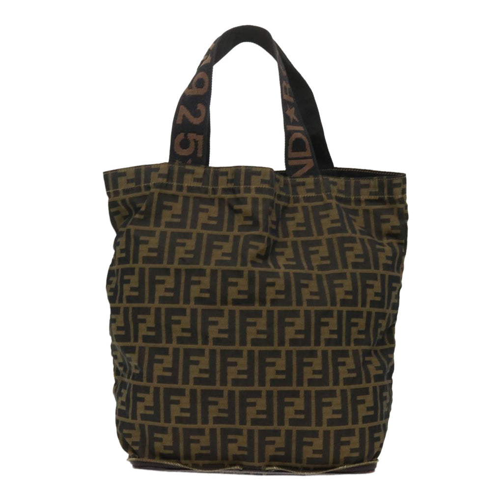 FENDI Zucca Canvas Tote Bag Nylon Brown Black rd5464