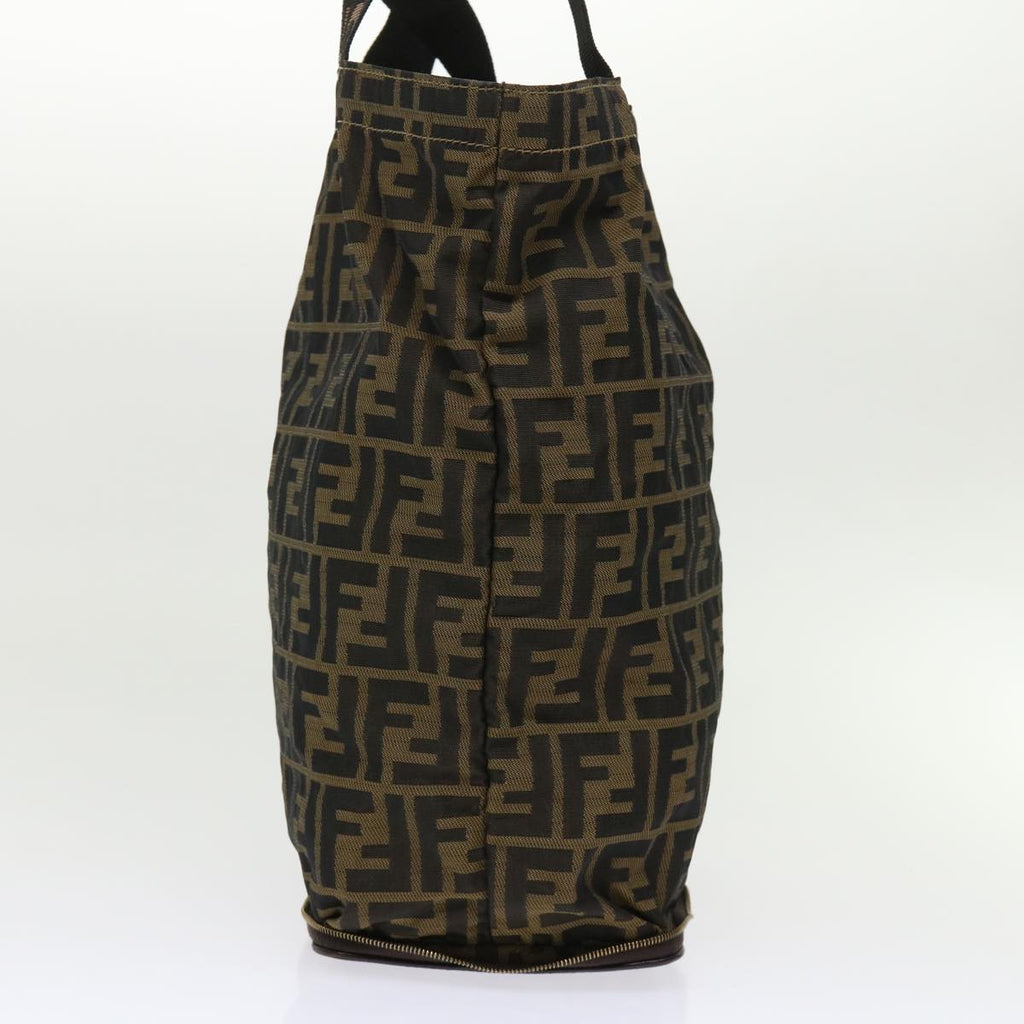 FENDI Zucca Canvas Tote Bag Nylon Brown Black rd5464