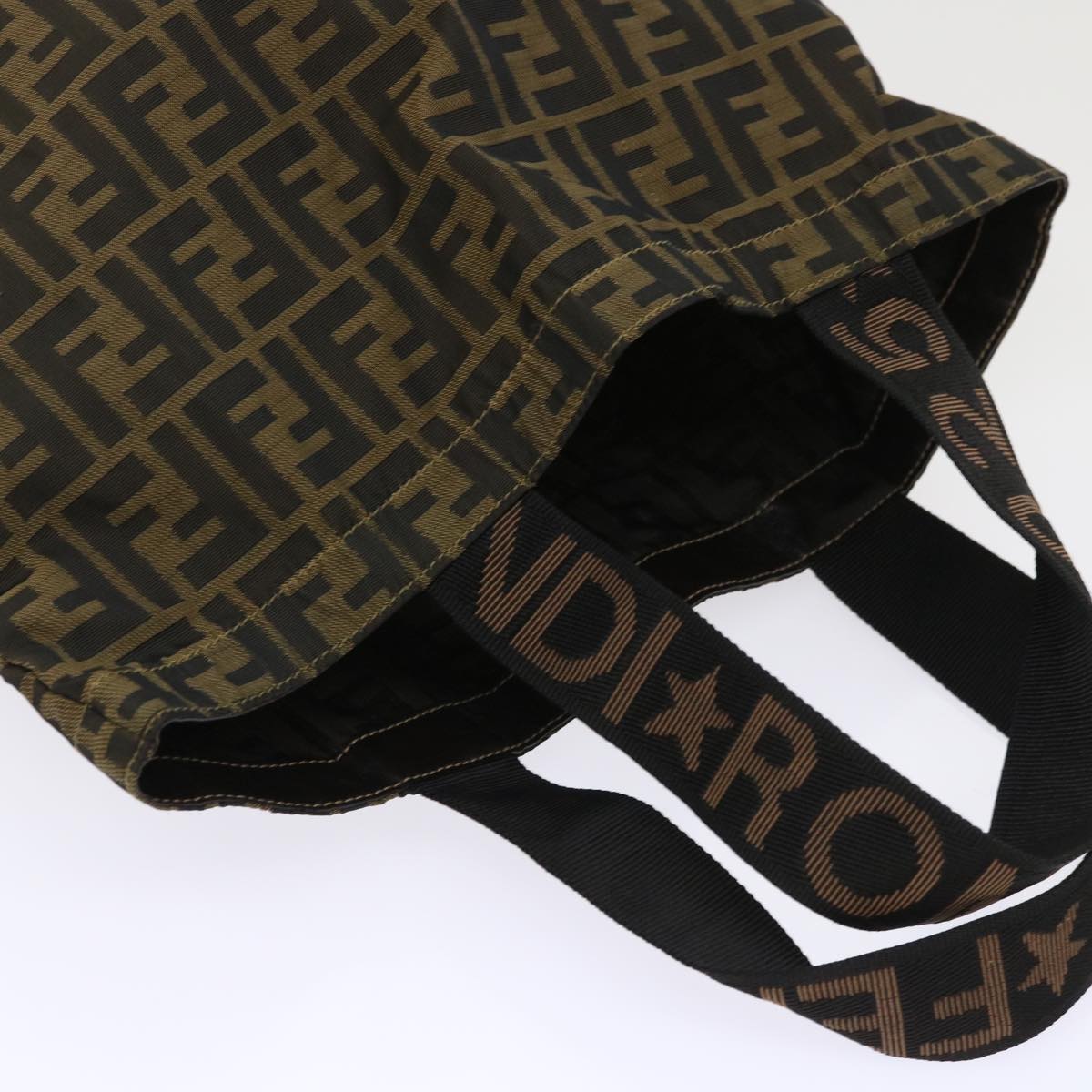 FENDI Zucca Canvas Tote Bag Nylon Brown Black rd5464