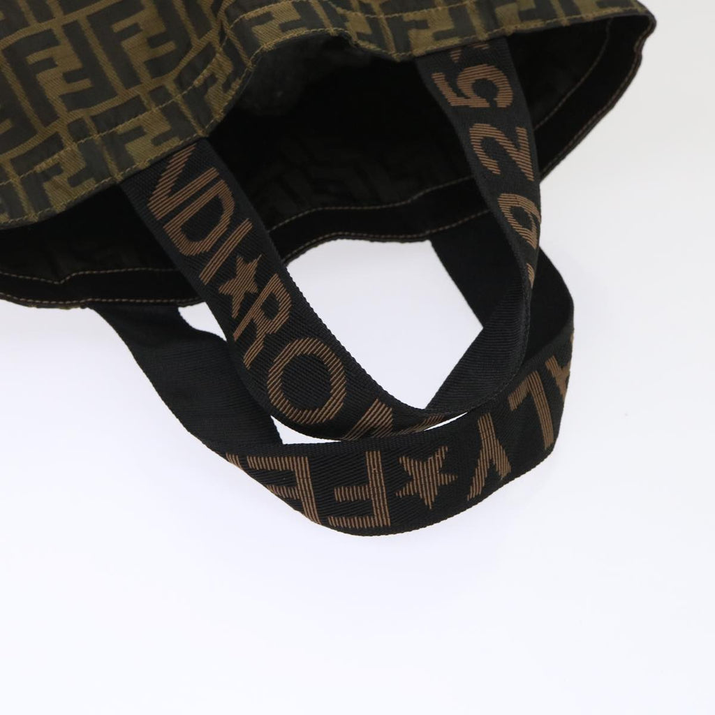 FENDI Zucca Canvas Tote Bag Nylon Brown Black rd5464