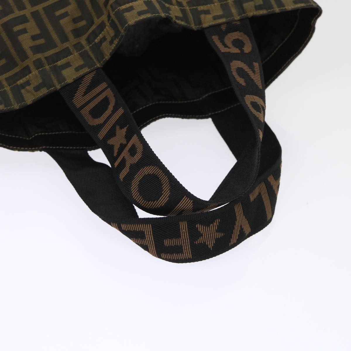 FENDI Zucca Canvas Tote Bag Nylon Brown Black rd5464
