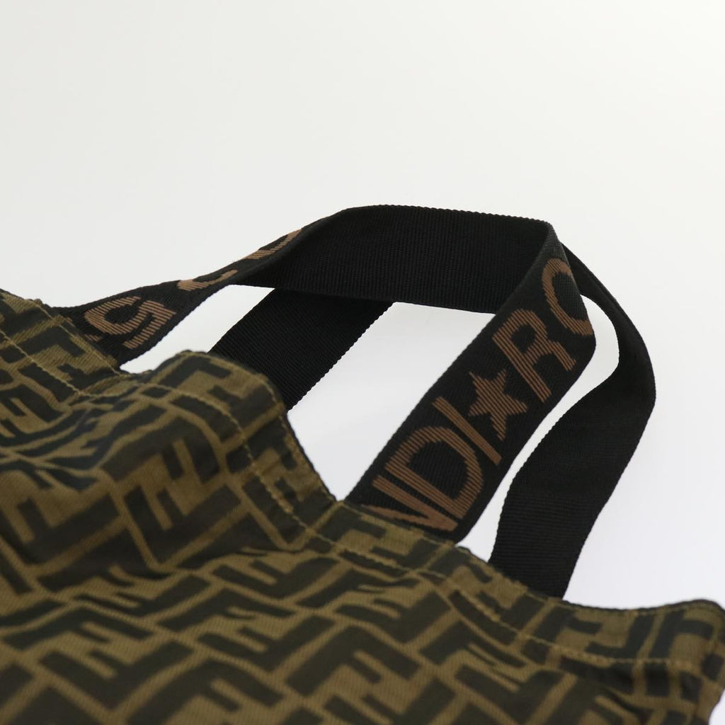 FENDI Zucca Canvas Tote Bag Nylon Brown Black rd5464