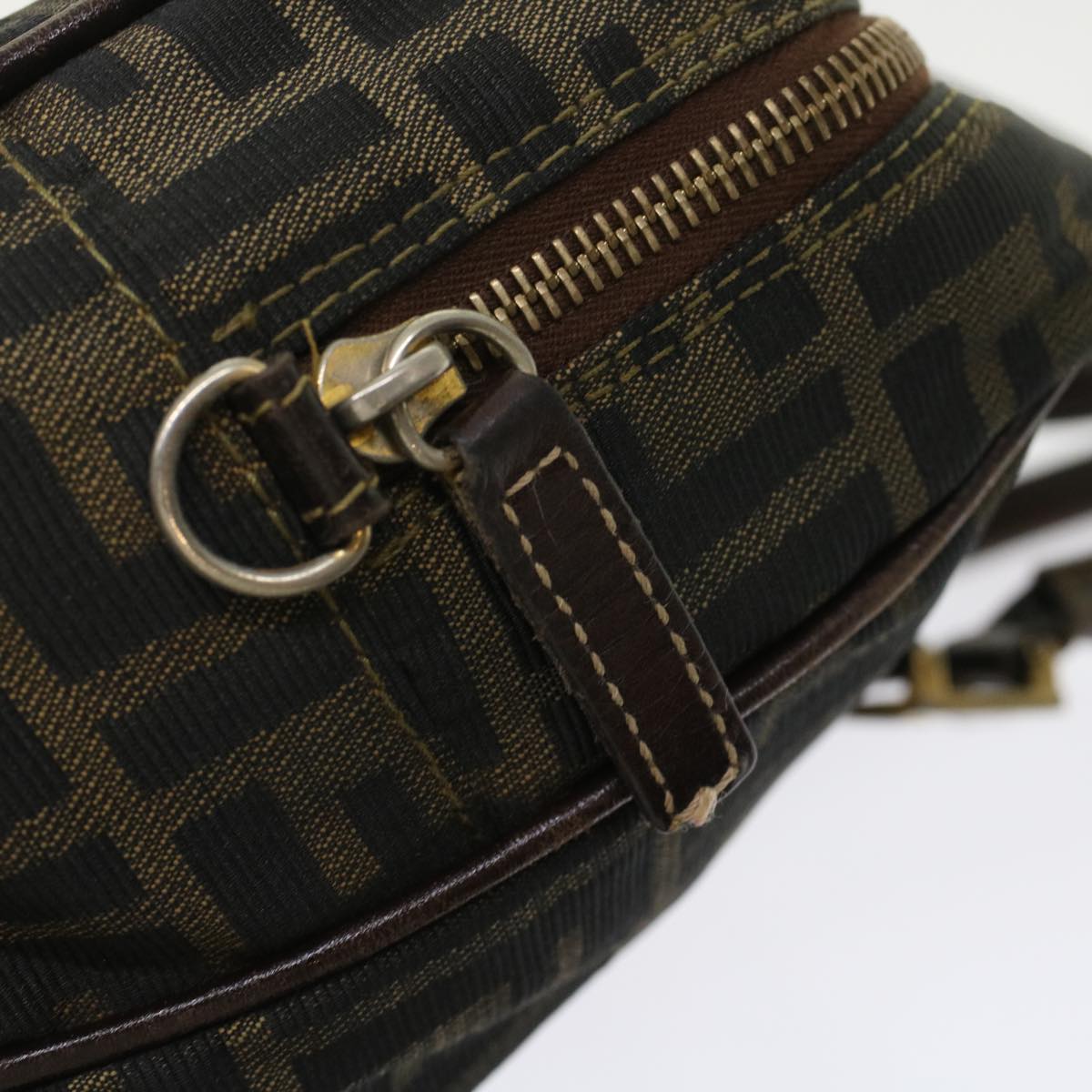 FENDI Zucca Canvas Hand Bag Black Brown rd5604