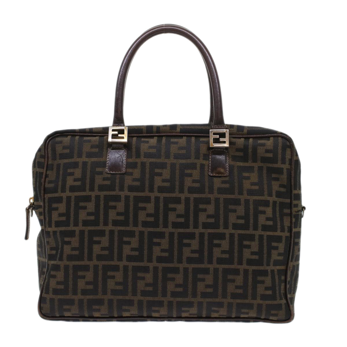 FENDI Zucca Canvas Hand Bag Black Brown rd5604