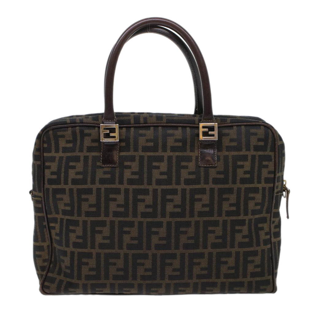 FENDI Zucca Canvas Hand Bag Black Brown rd5604