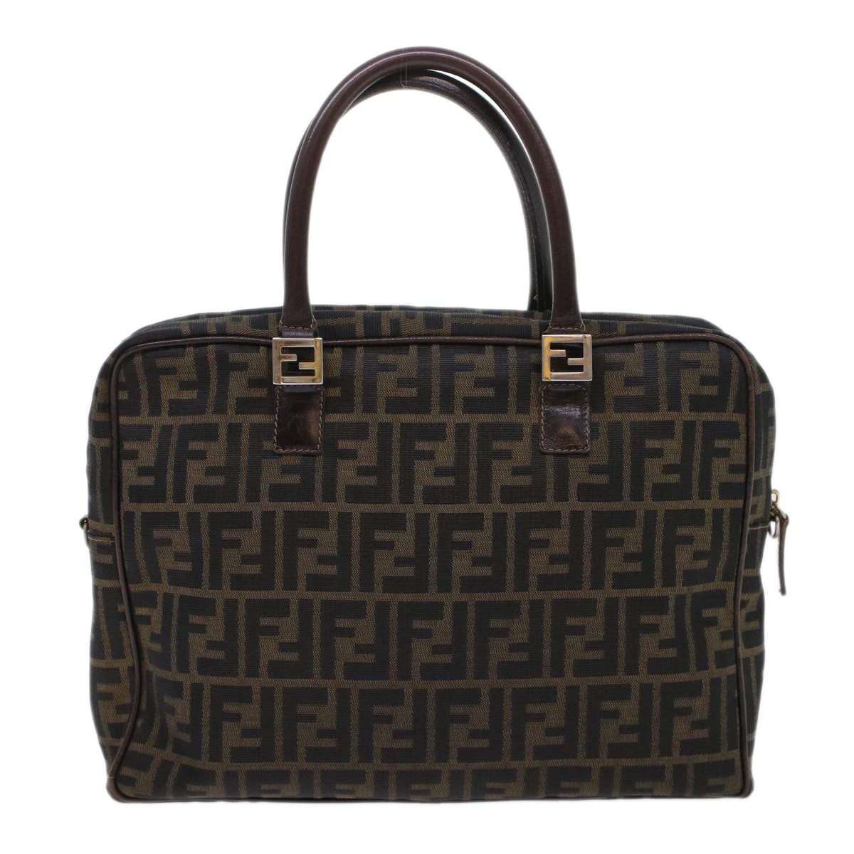 FENDI Zucca Canvas Hand Bag Black Brown rd5604