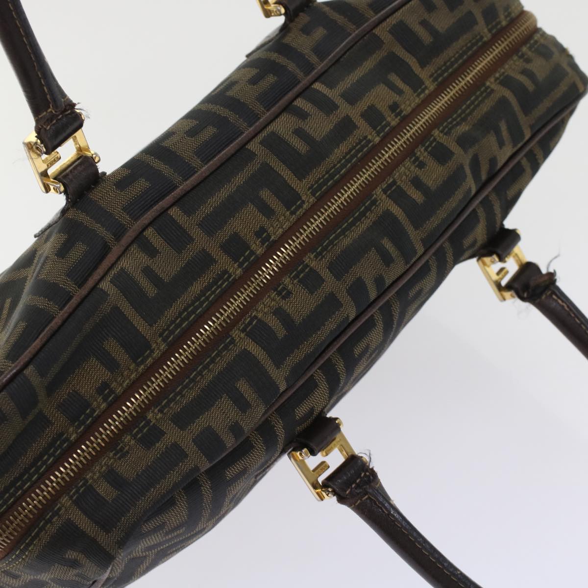 FENDI Zucca Canvas Hand Bag Black Brown rd5604