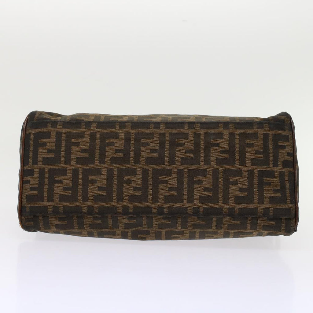 FENDI Zucca Canvas Hand Bag Nylon Leather Black Brown rd5607