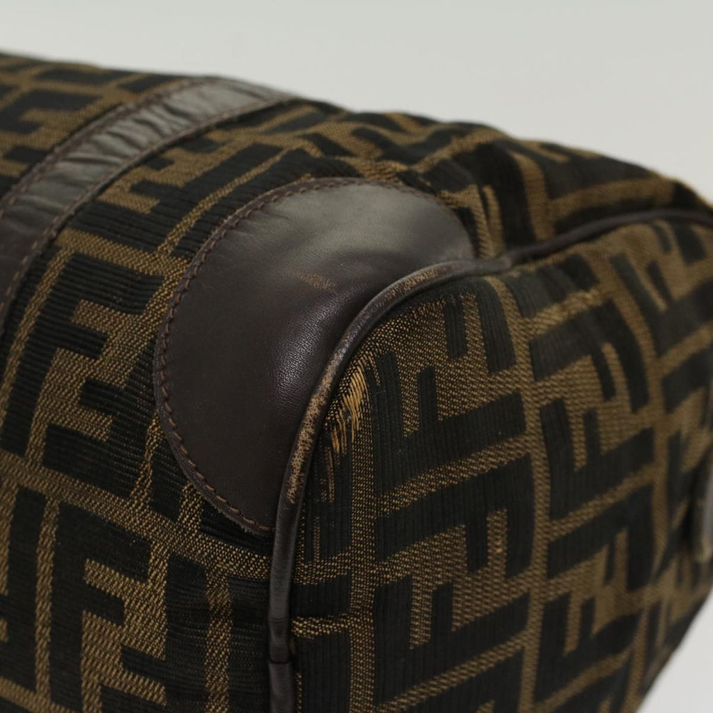 FENDI Zucca Canvas Boston Bag Leather Black Brown rd5609