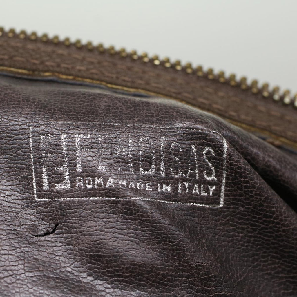 FENDI Zucca Canvas Boston Bag Leather Black Brown rd5609