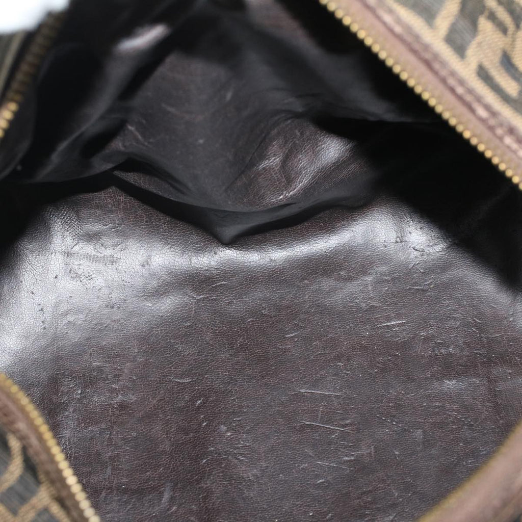 FENDI Zucca Canvas Boston Bag Leather Black Brown rd5609