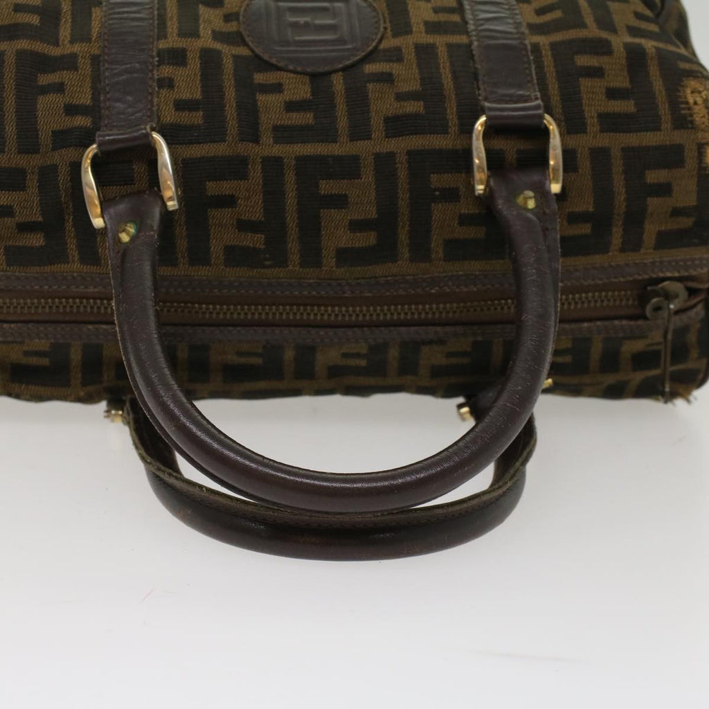 FENDI Zucca Canvas Boston Bag Leather Black Brown rd5609