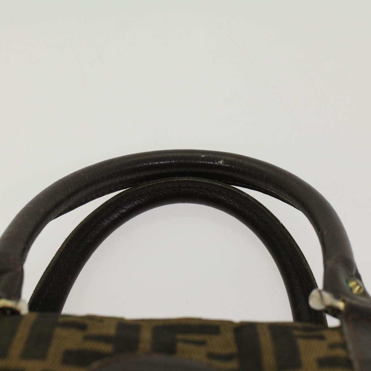 FENDI Zucca Canvas Boston Bag Leather Black Brown rd5609
