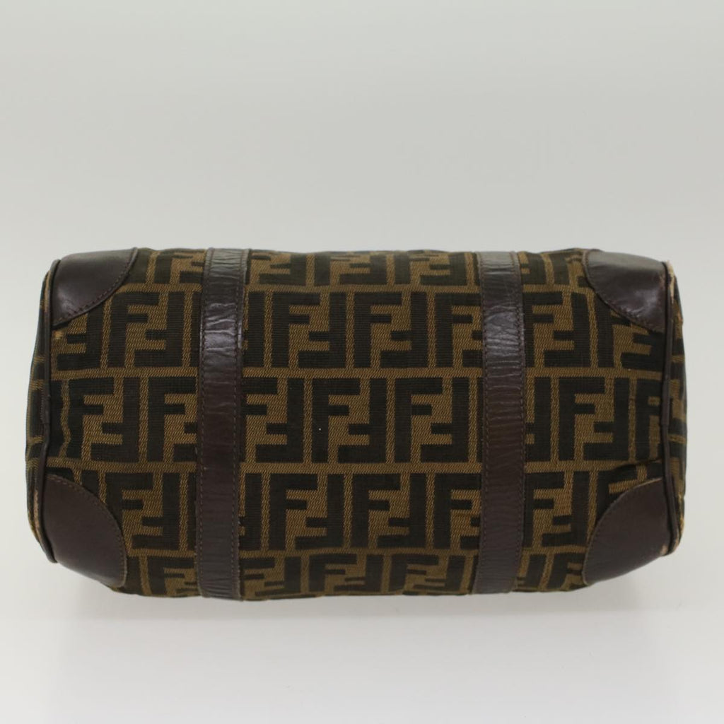 FENDI Zucca Canvas Boston Bag Leather Black Brown rd5609