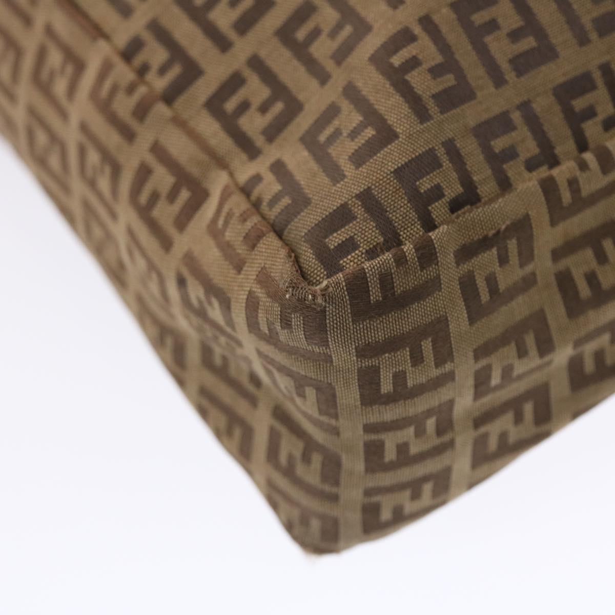 FENDI Zucchino Canvas Tote Bag Nylon Leather Brown rd5610