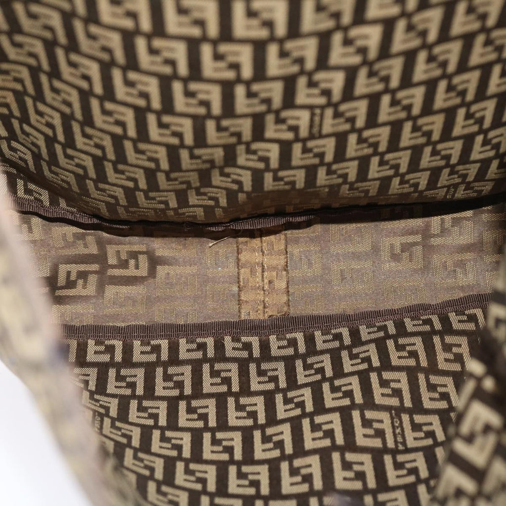 FENDI Zucchino Canvas Tote Bag Nylon Leather Brown rd5610