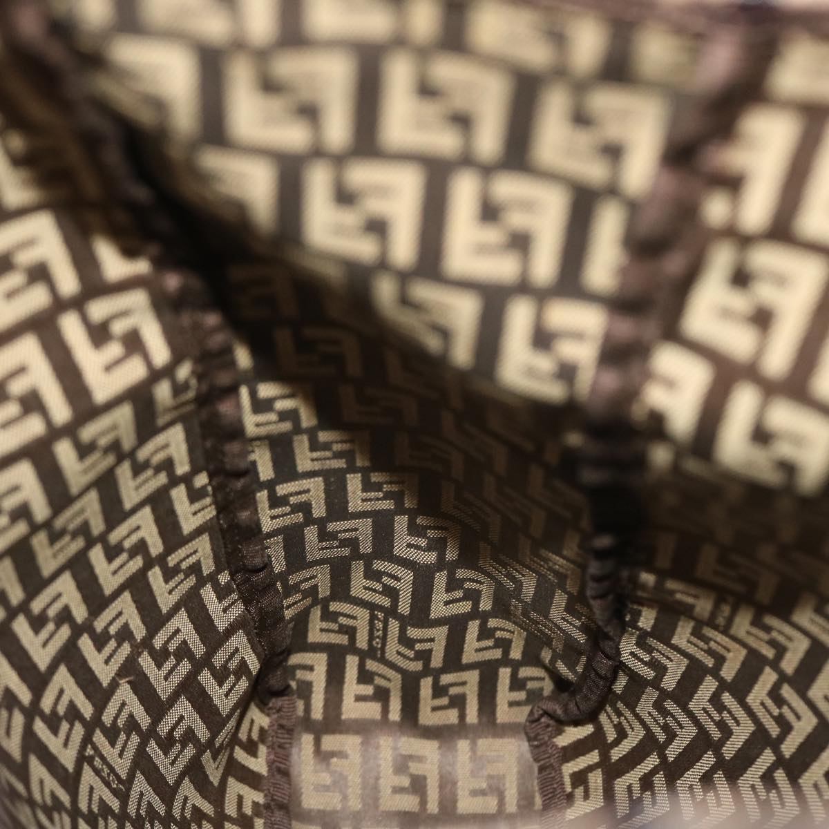FENDI Zucchino Canvas Tote Bag Nylon Leather Brown rd5610
