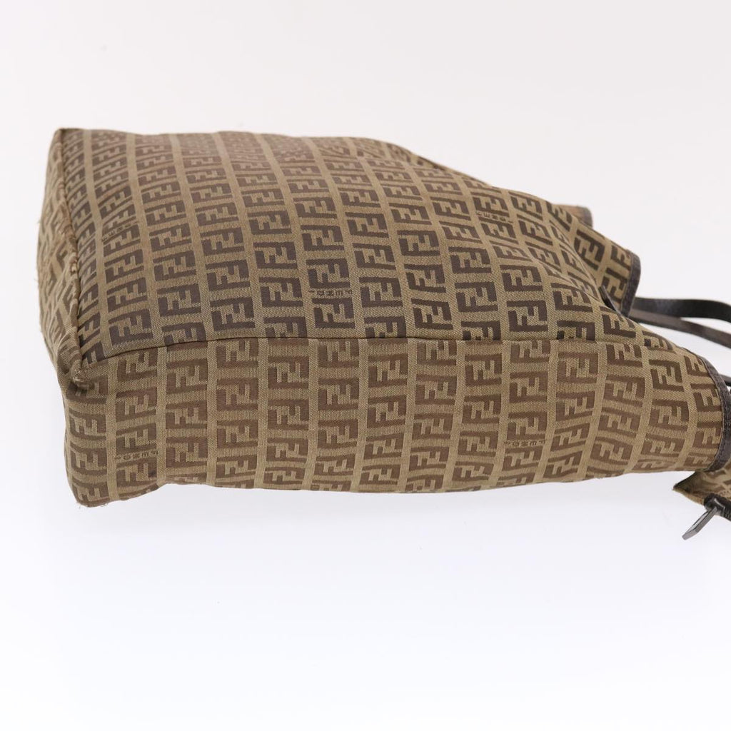 FENDI Zucchino Canvas Tote Bag Nylon Leather Brown rd5610