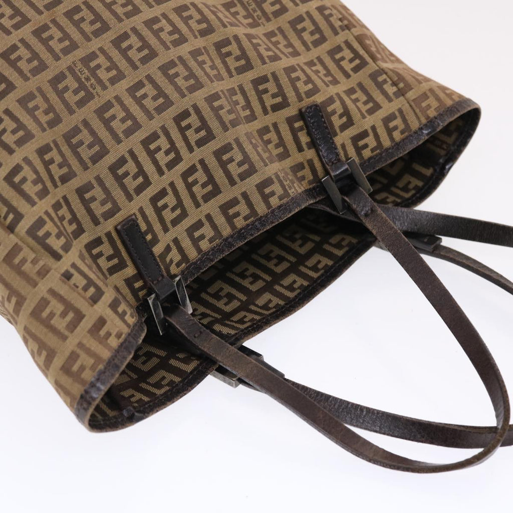 FENDI Zucchino Canvas Tote Bag Nylon Leather Brown rd5610
