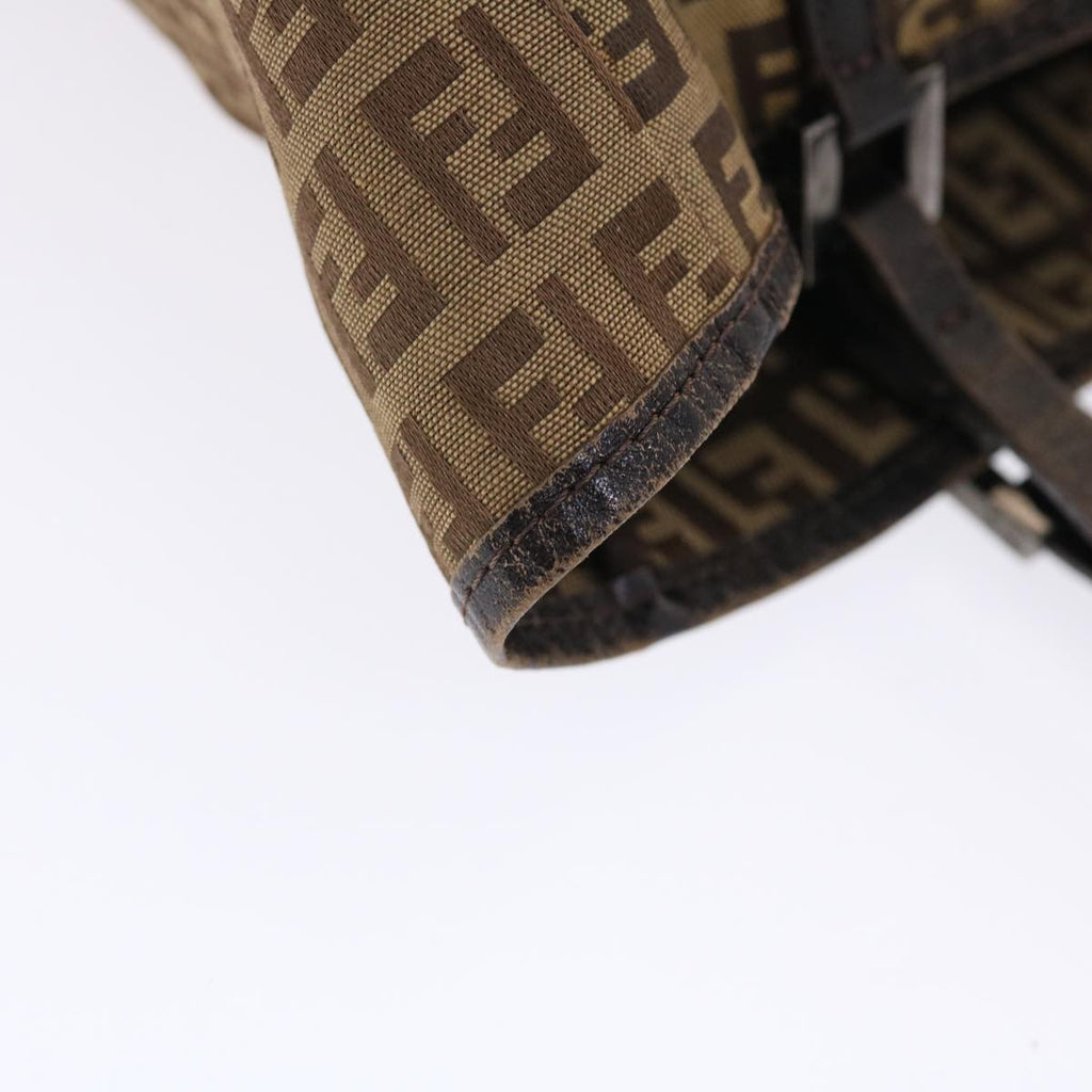 FENDI Zucchino Canvas Tote Bag Nylon Leather Brown rd5610