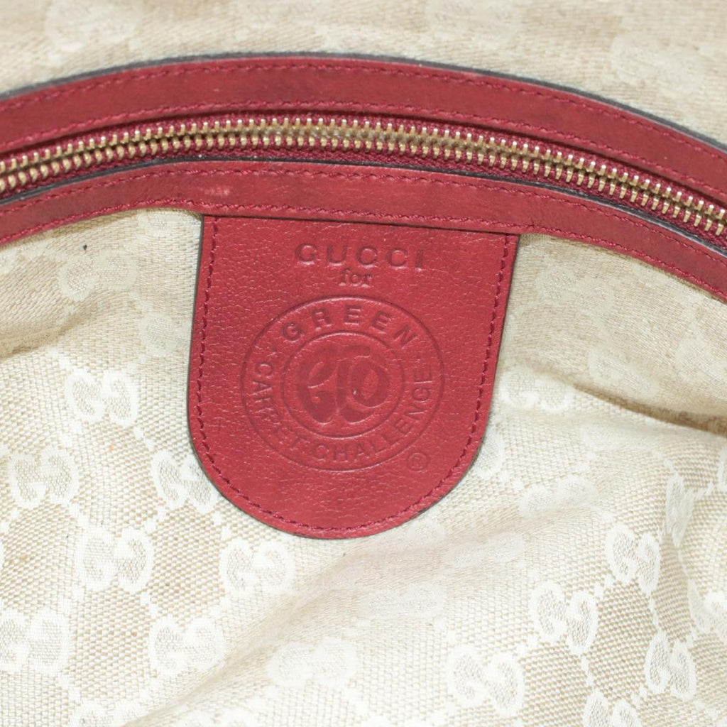 GUCCI Green Carpet Challenge Fringe Bamboo Tote Bag Leather 2way Red rd707