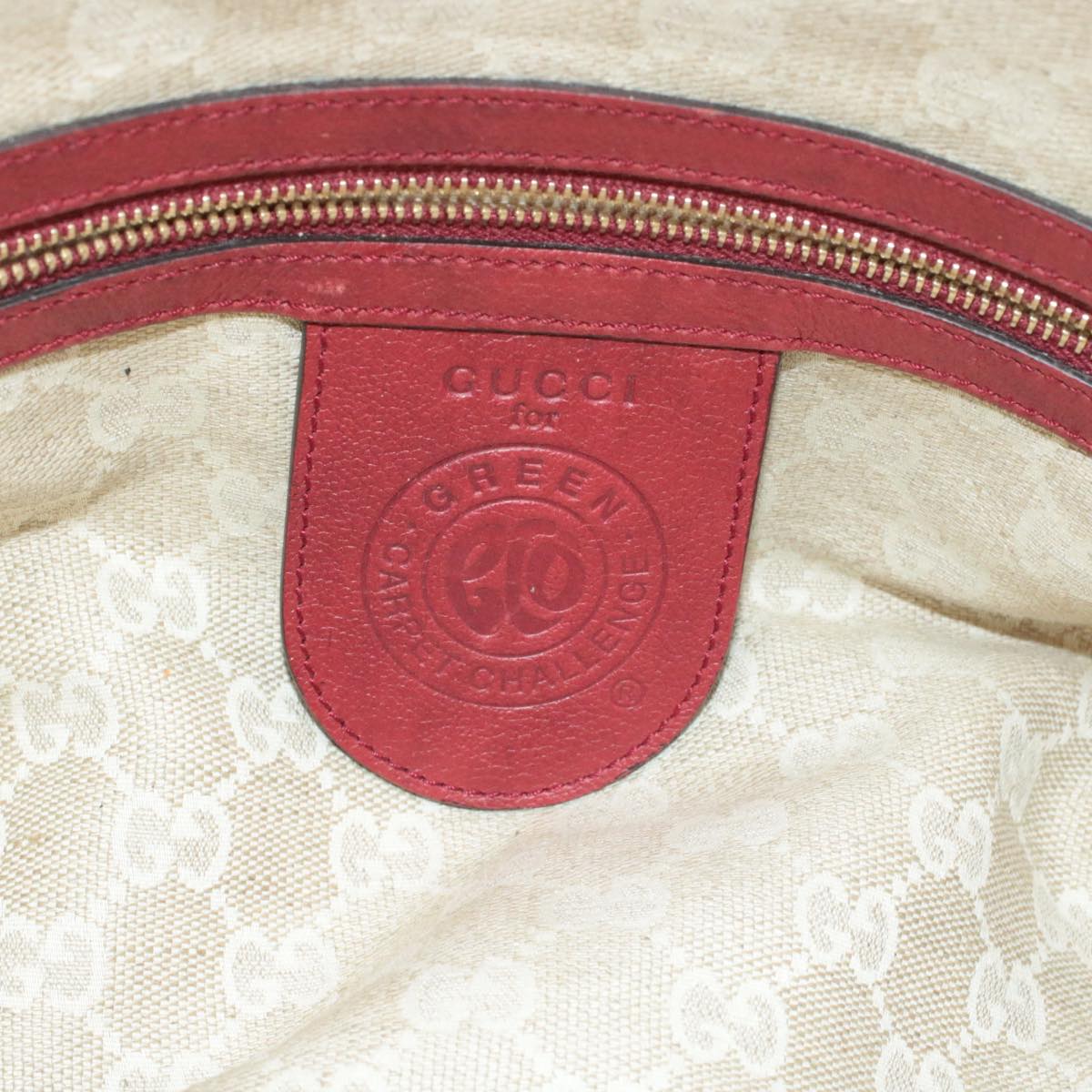 GUCCI Green Carpet Challenge Fringe Bamboo Tote Bag Leather 2way Red rd707