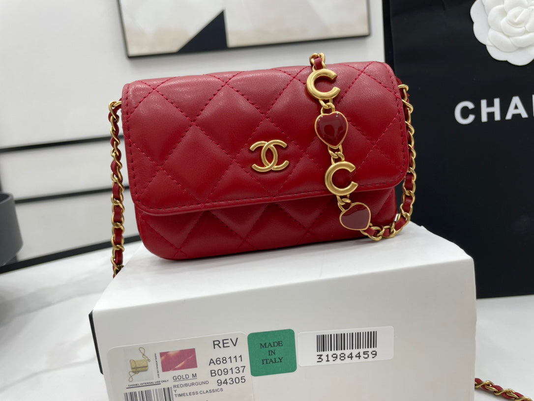 CHLMini Flap Bag Red For Women, Women’s Bags 7.5in/19cm