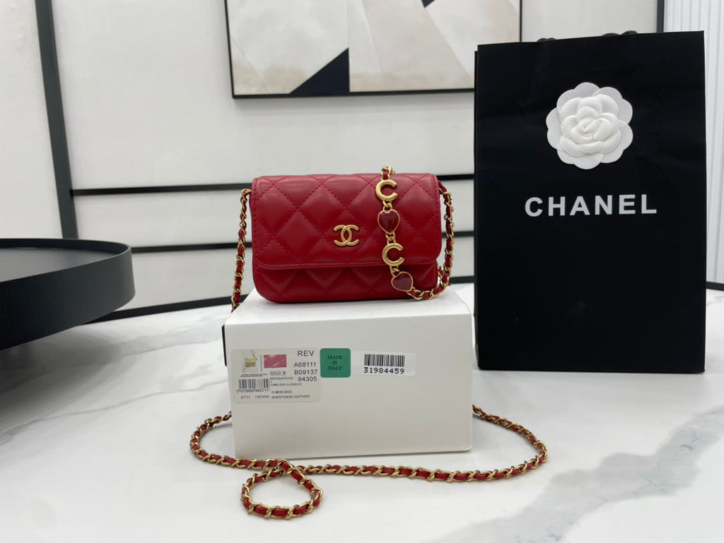CHLMini Flap Bag Red For Women, Women’s Bags 7.5in/19cm