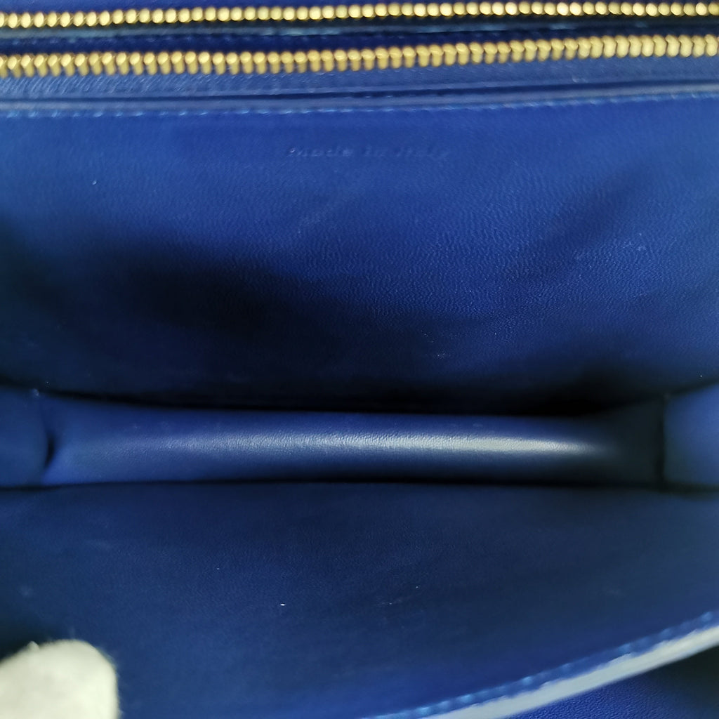 Celine Classic Medium Blue Box Leather Gold