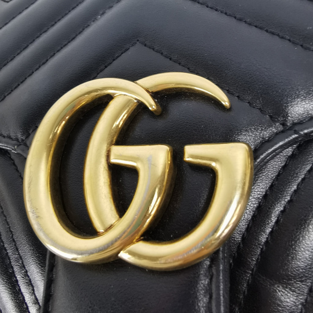 Gucci GG Marmont Small Black MatelassÃƒÆ’Ã‚Â© Leather