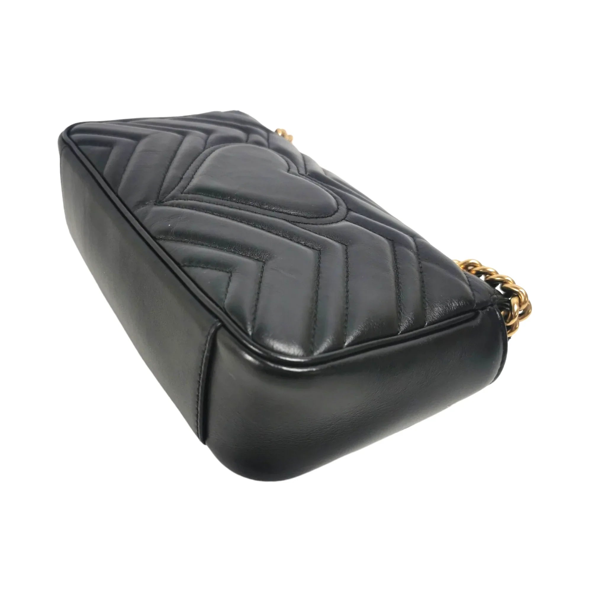 Gucci GG Marmont Mini Black MatelassÃƒÆ’Ã‚Â© Leather Gold