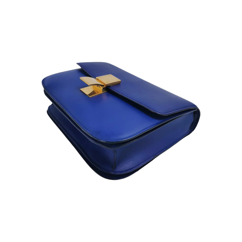 Celine Classic Medium Blue Box Leather Gold
