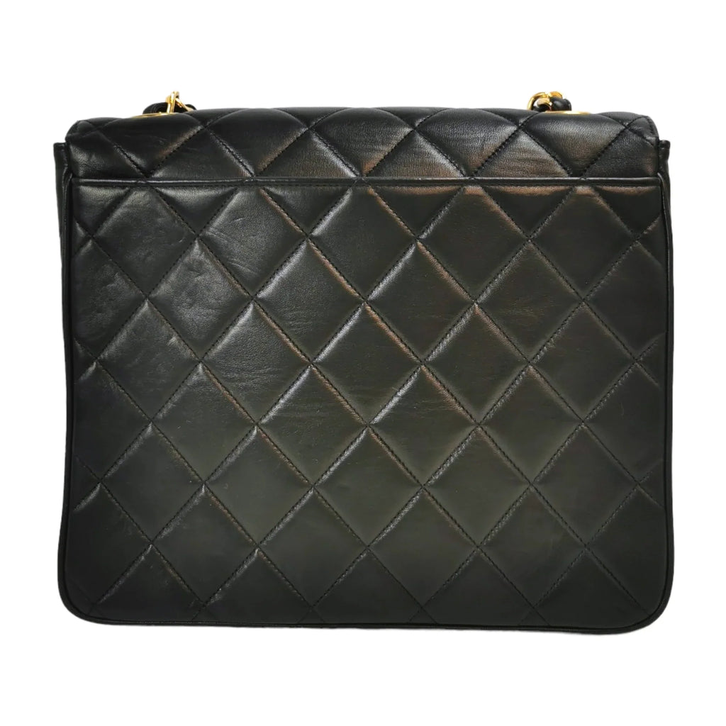 Vintage Chanel Flap Bag Black Lambskin Gold