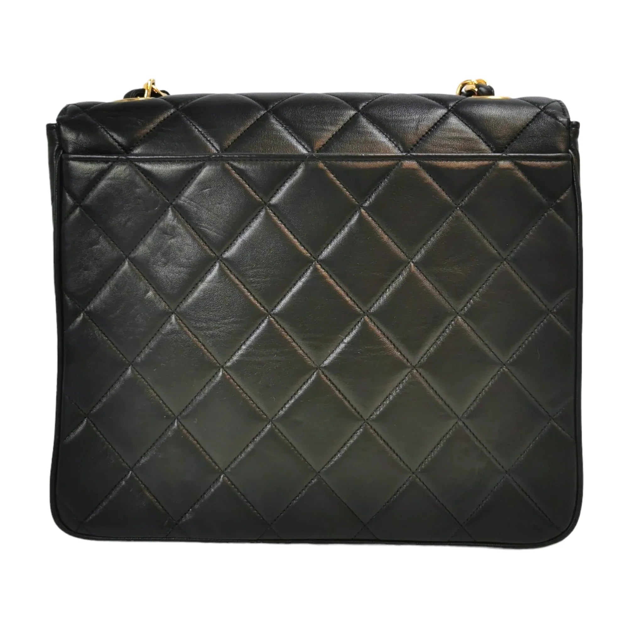 Vintage Chanel Flap Bag Black Lambskin Gold