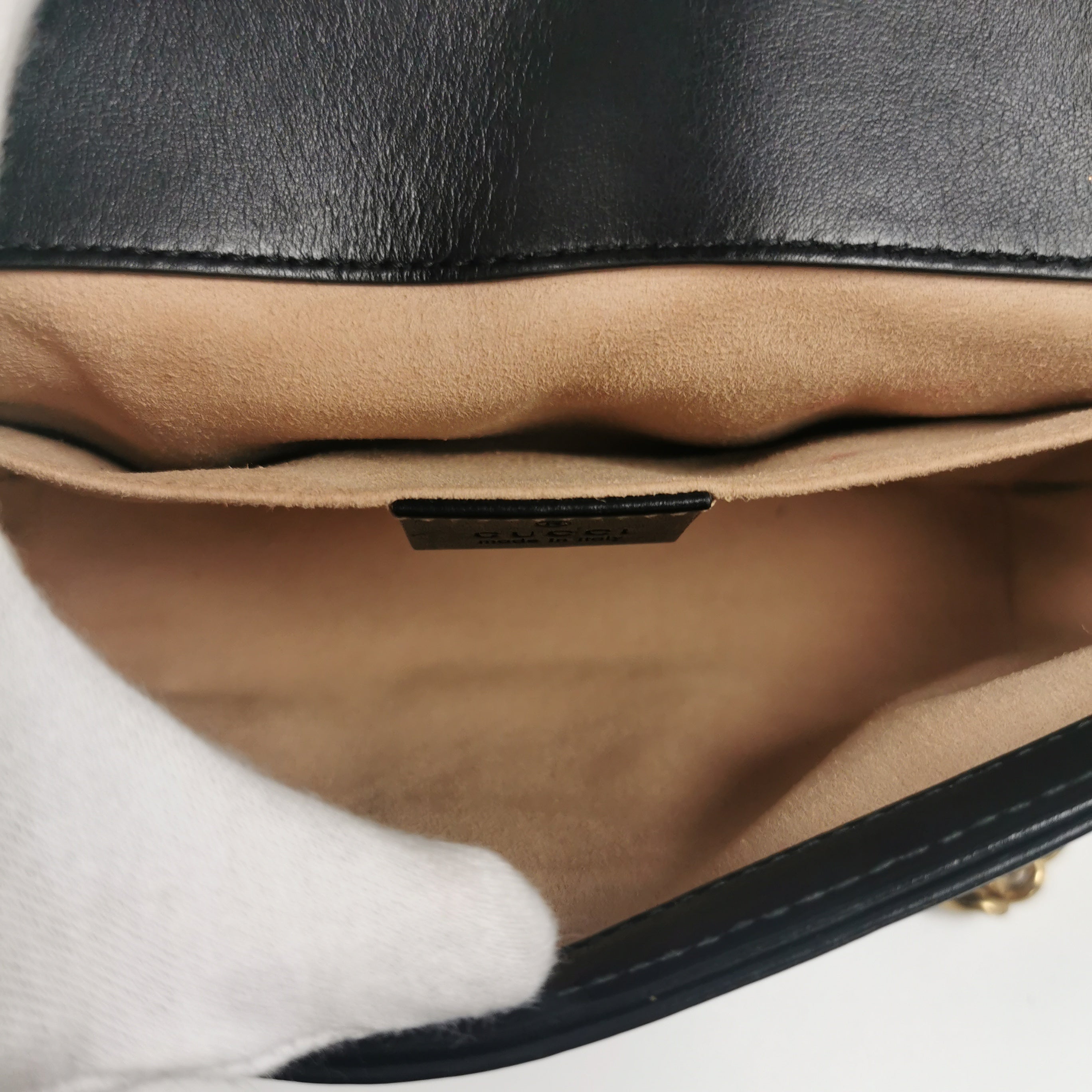 Gucci GG Marmont Mini Black MatelassÃƒÆ’Ã‚Â© Leather Gold