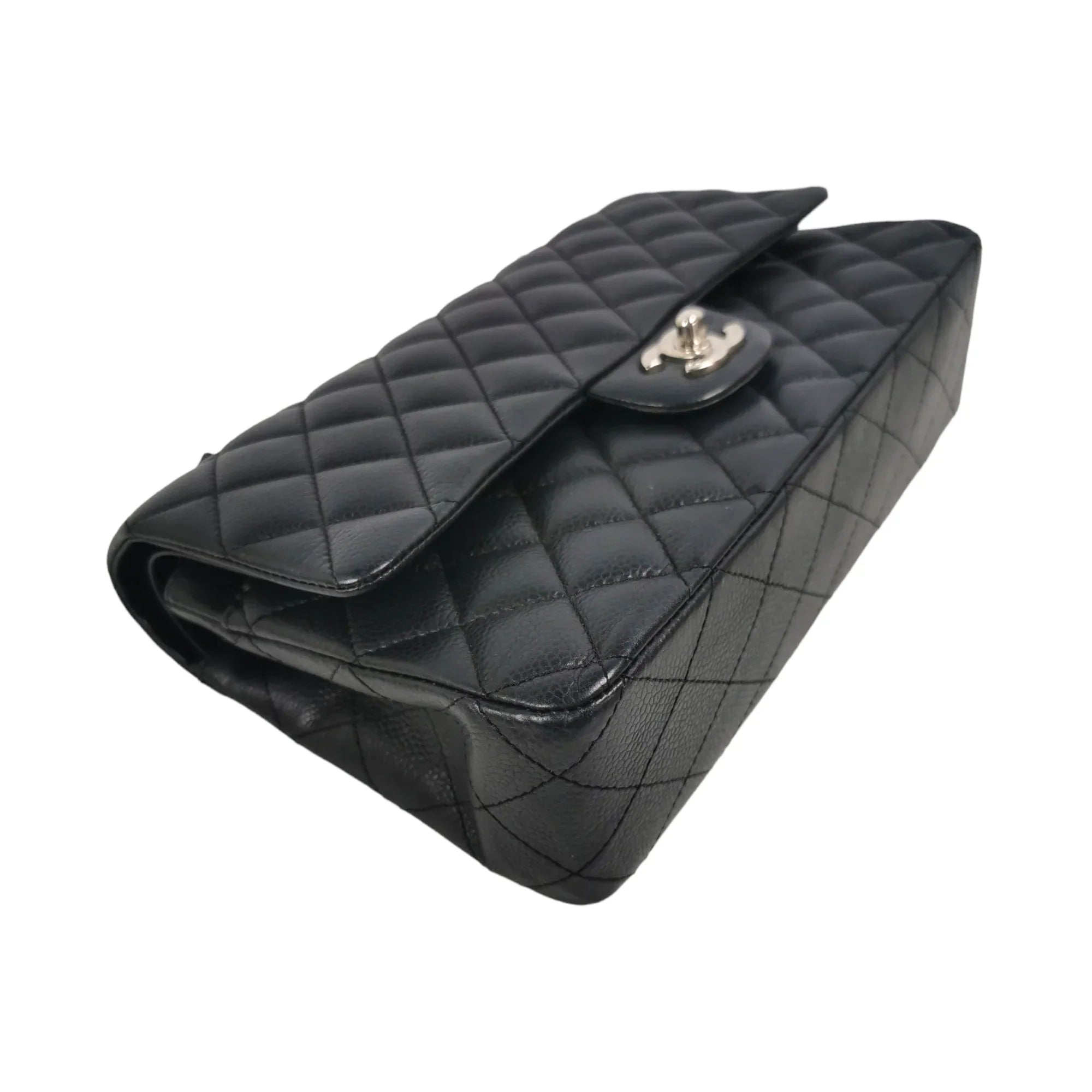 Chanel Classic Double Flap Medium Black Caviar Silver