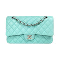 Chanel Classic Double Flap Medium Tiffany Blue Lambskin Silver
