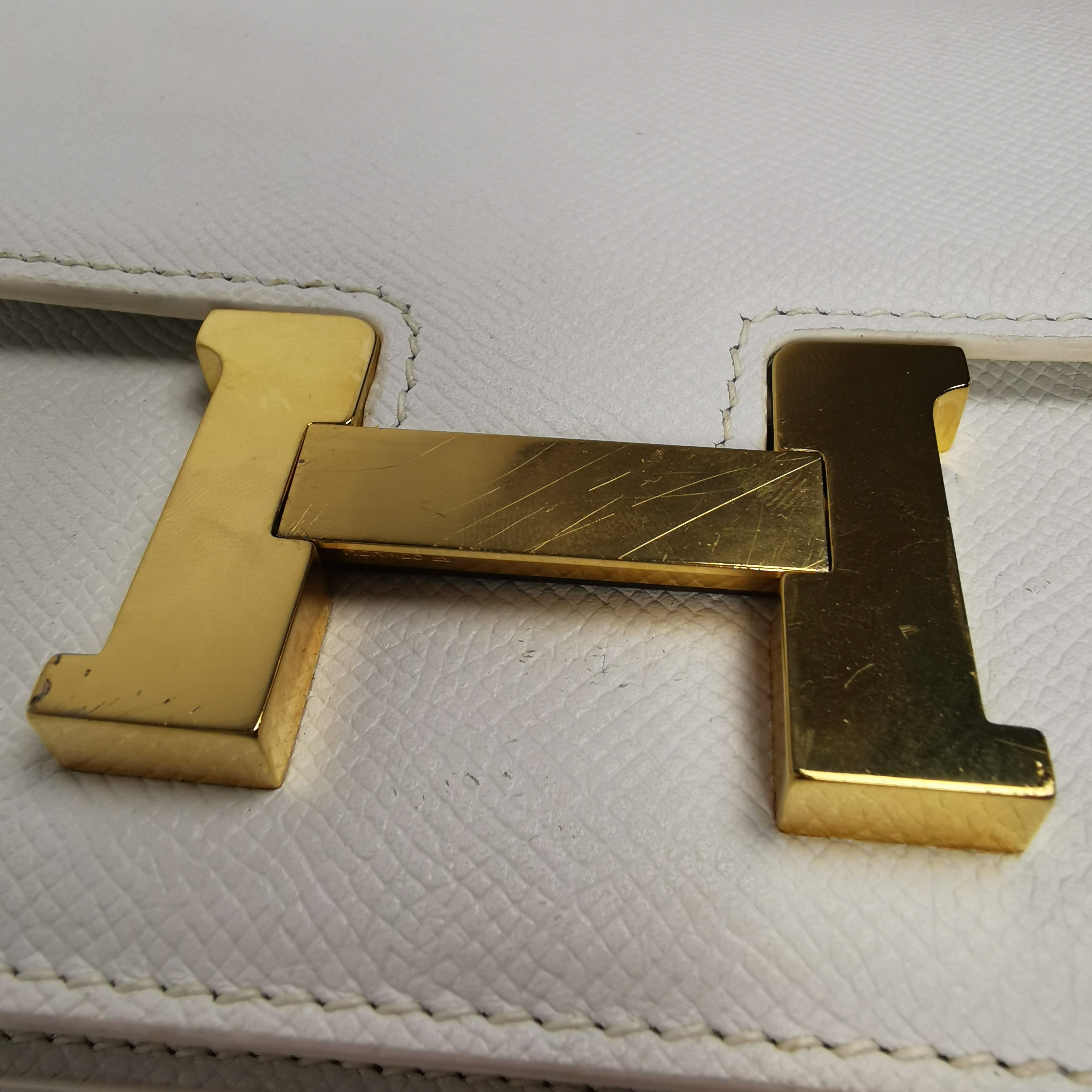 HermÃƒÆ’Ã‚Â¨s Constance 18 White Epsom Leather