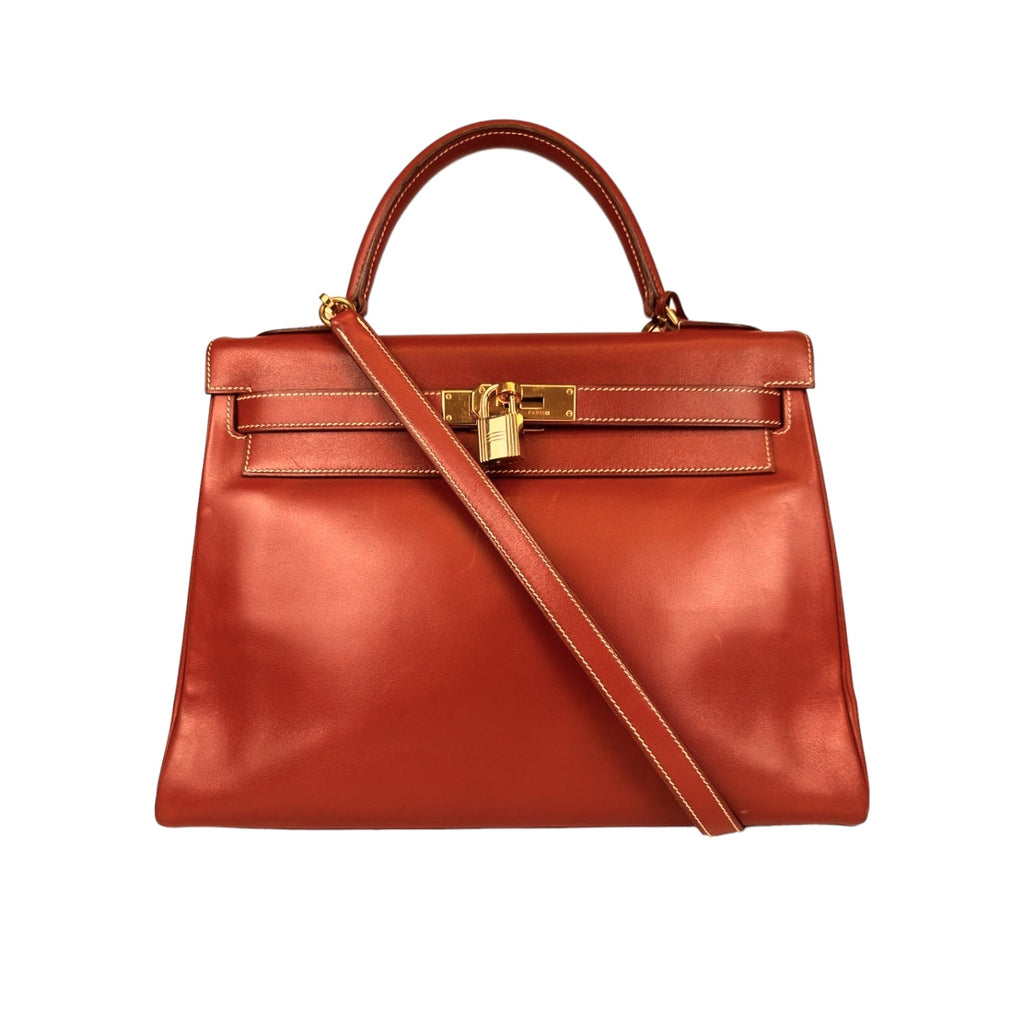 HermÃƒÆ’Ã‚Â¨s Kelly 32 Red Box Calfskin Gold